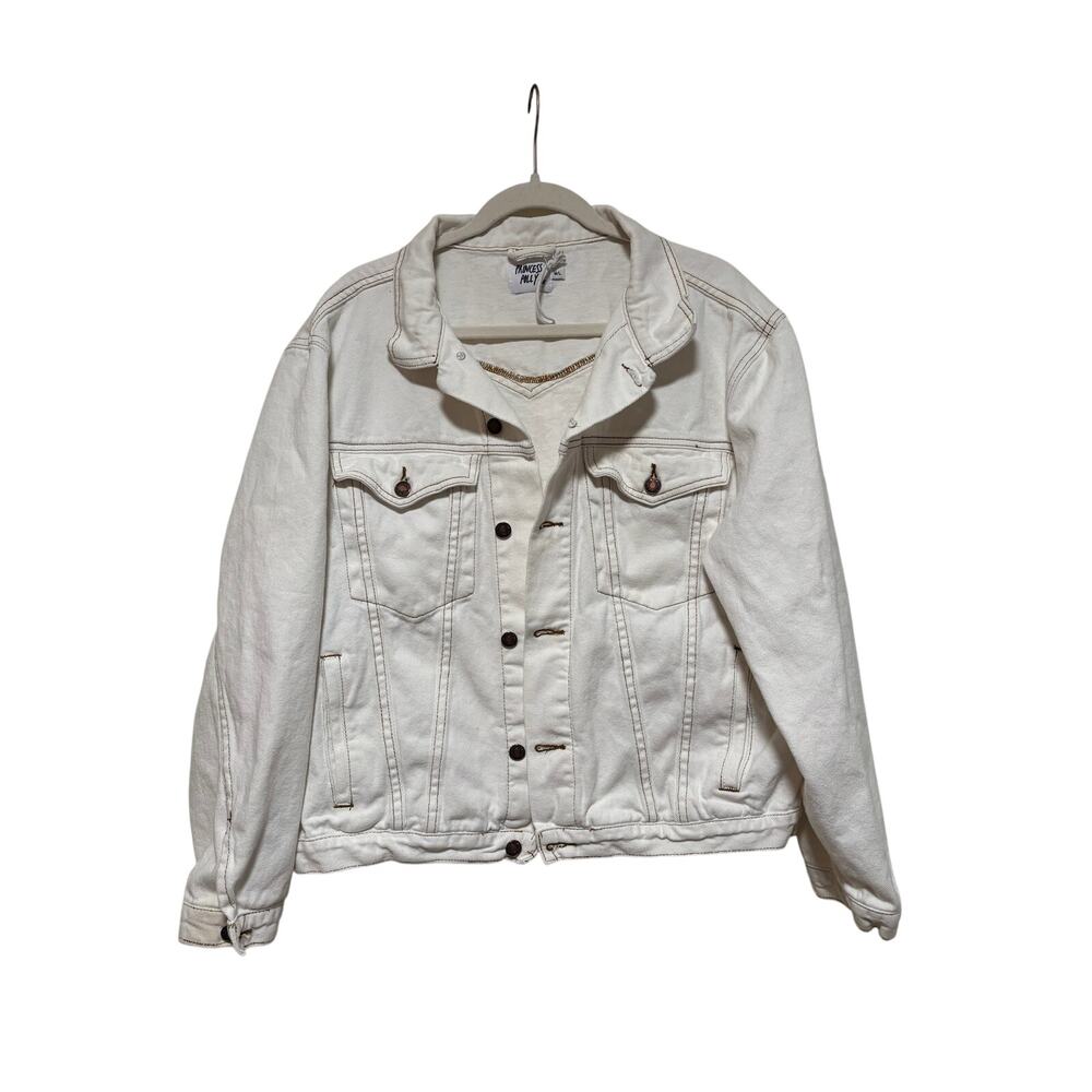 Princess Polly White Denim Jacket Medium L - Picture 2 of 8